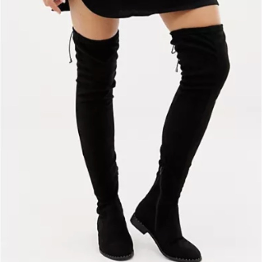 ASOS Black Wide Thigh High Boots Women's Size 12
